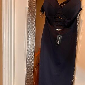 Fashion Nova Blue Ruched Bodycon Dress